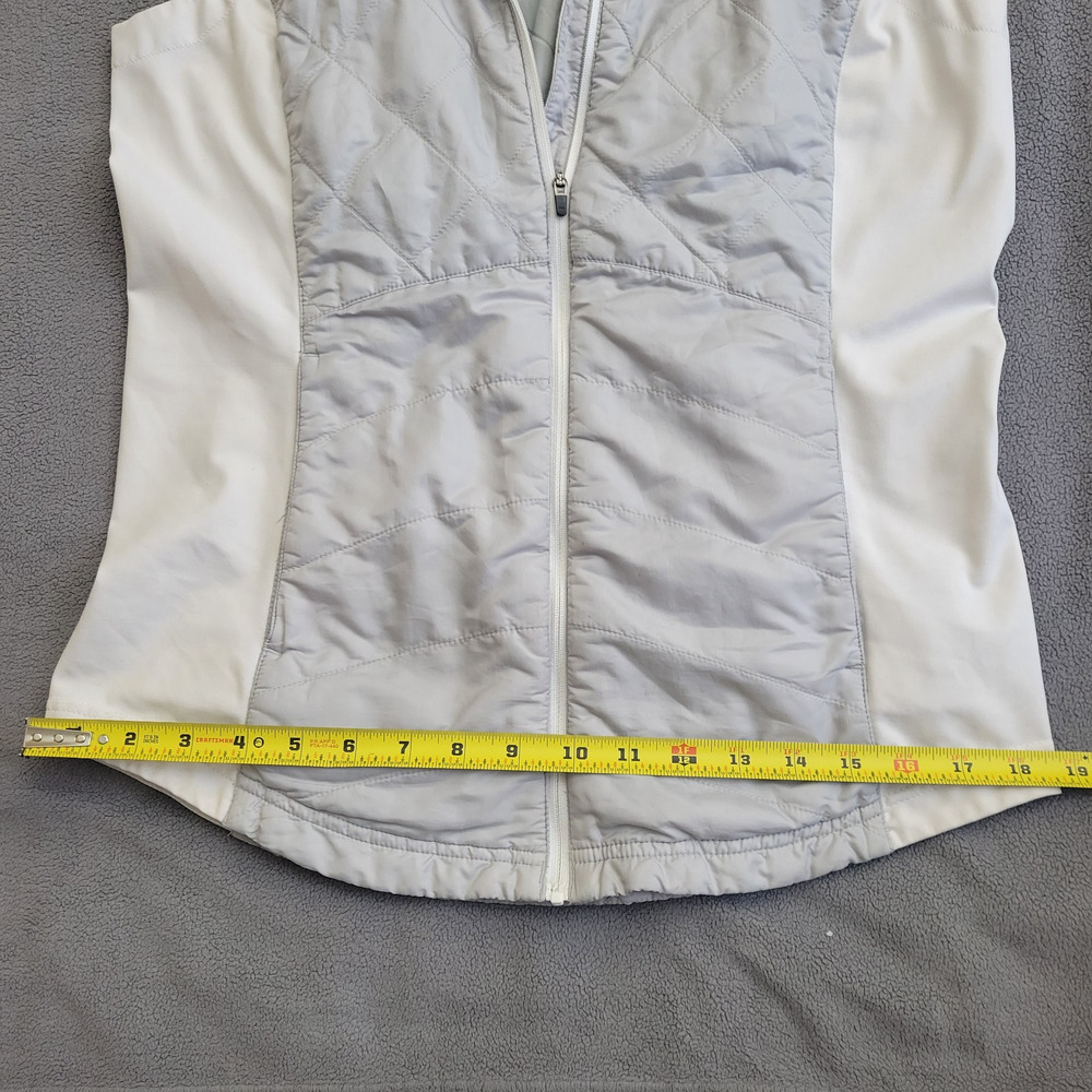 MARMOT Vest Womens Medium White Gray Quilted Warm Side Panels Walk Stroll - Picture 5 of 13